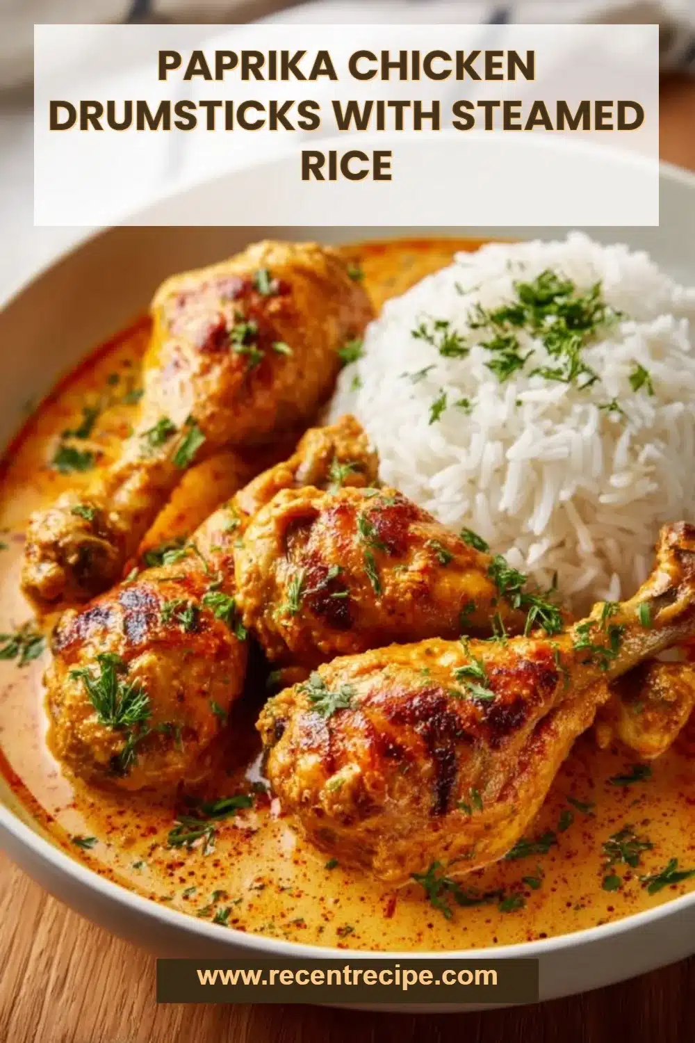 Paprika Chicken Drumsticks with Steamed Rice