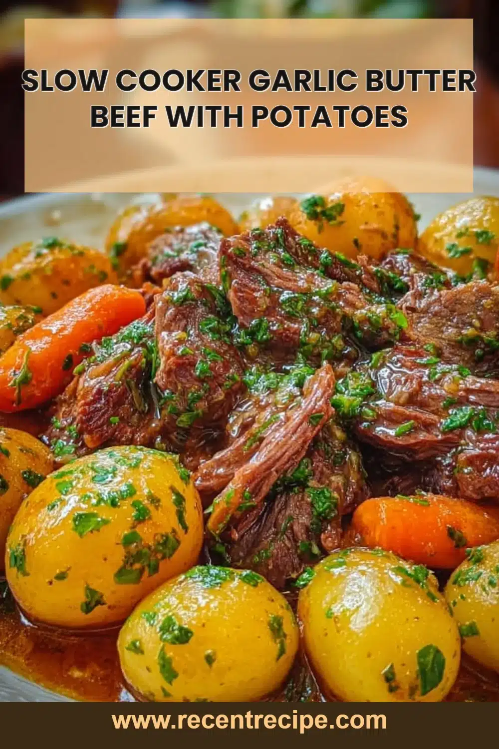 Slow Cooker Garlic Butter Beef with Potatoes