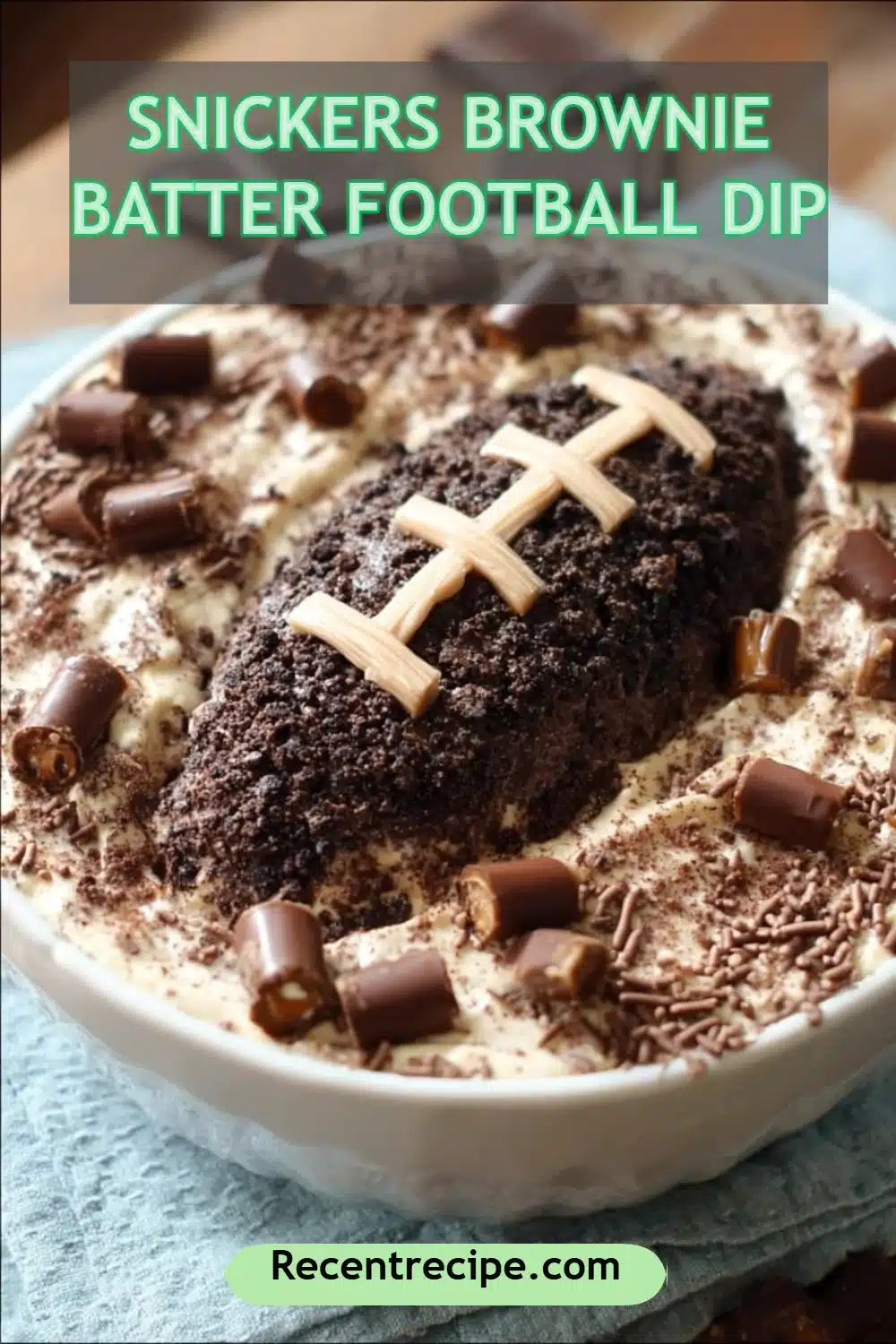 Snickers Brownie Batter Football Dip