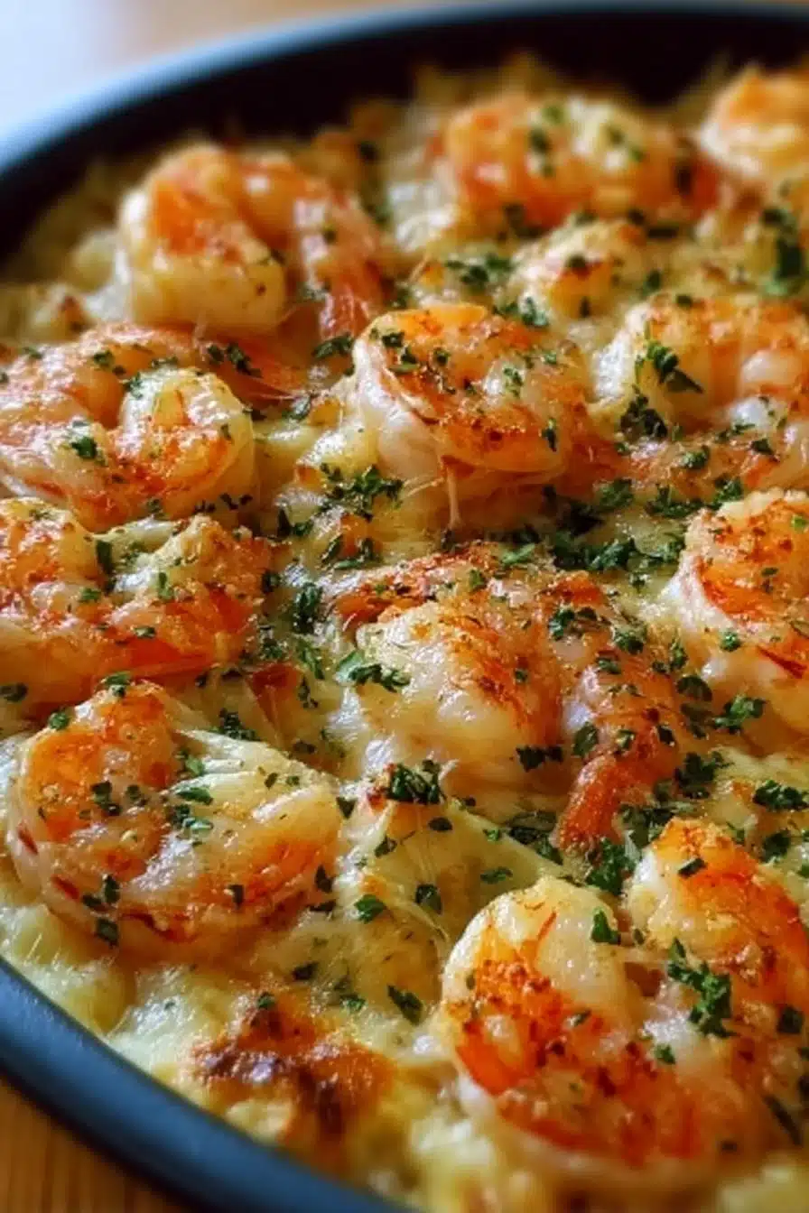 Delicious stuffed shrimp casserole baked to perfection with seafood flavors.