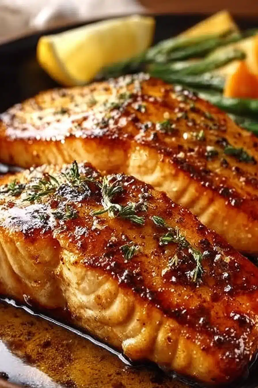 Texas Roadhouse salmon dish with sweet glaze served on a plate