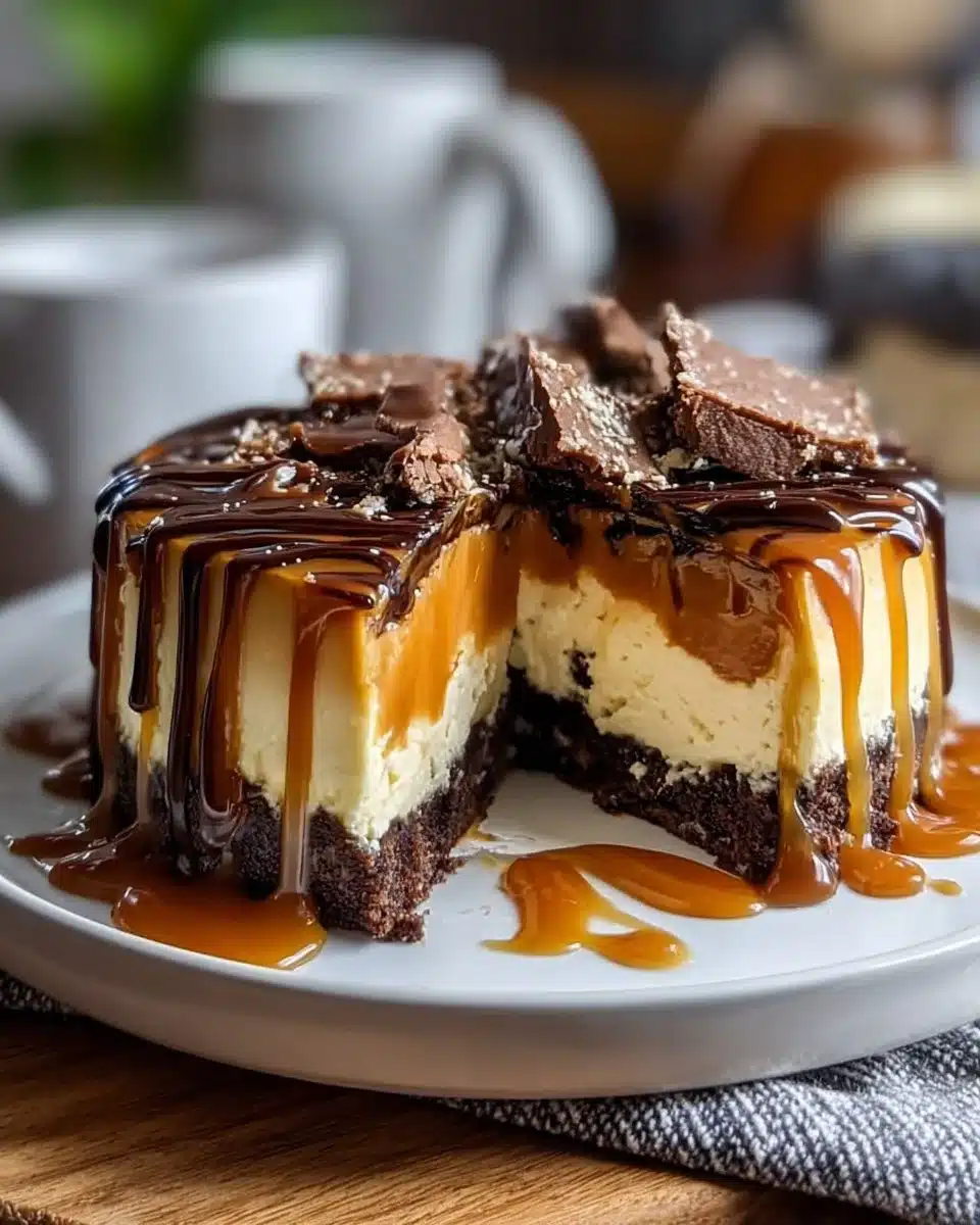 Best Caramel Brownie Cheesecake