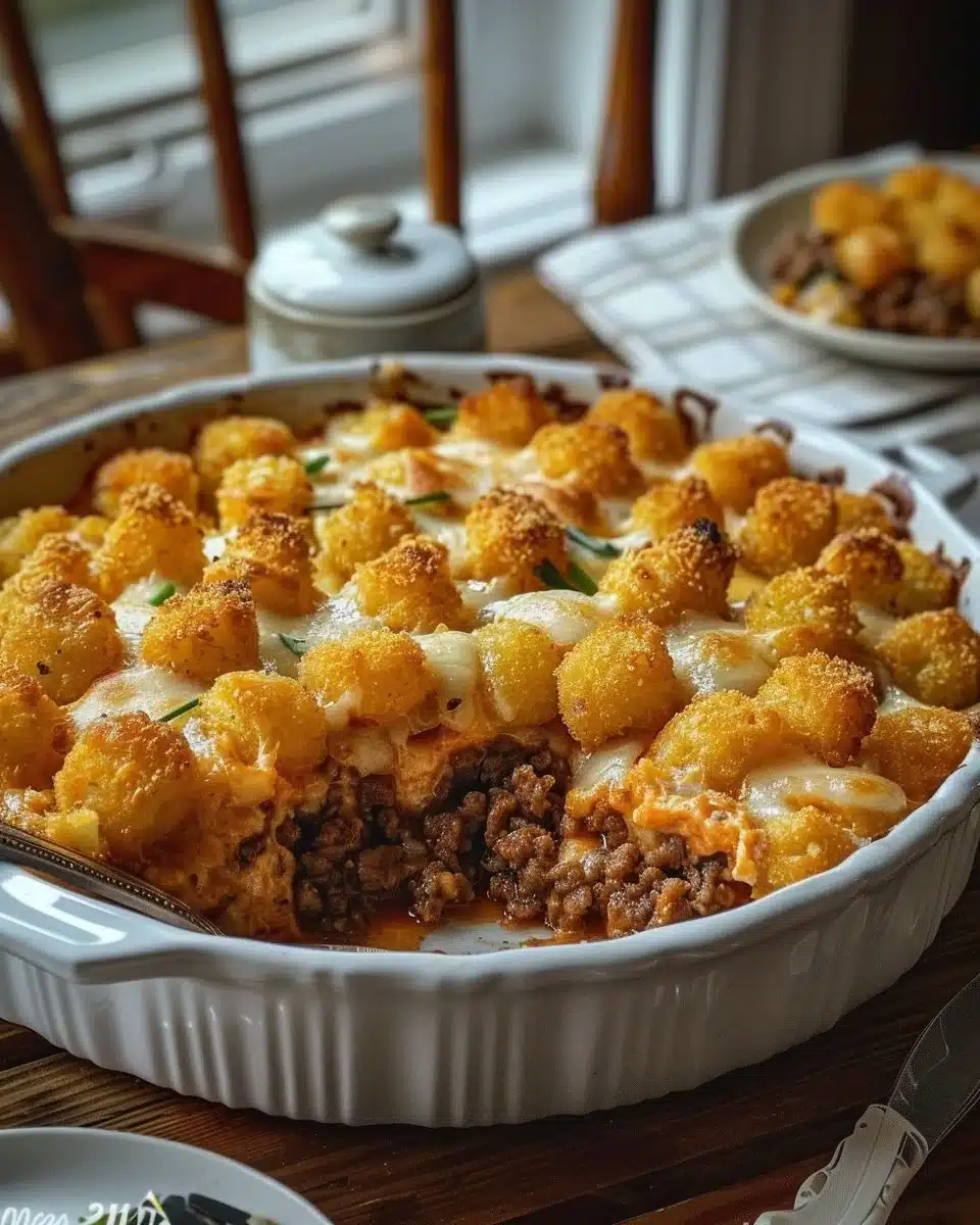 Tater Tot Casserole with Ground Beef