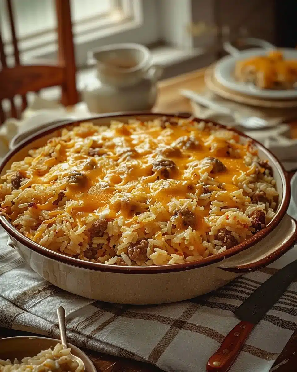 Cheesy Hamburger Rice Casserole