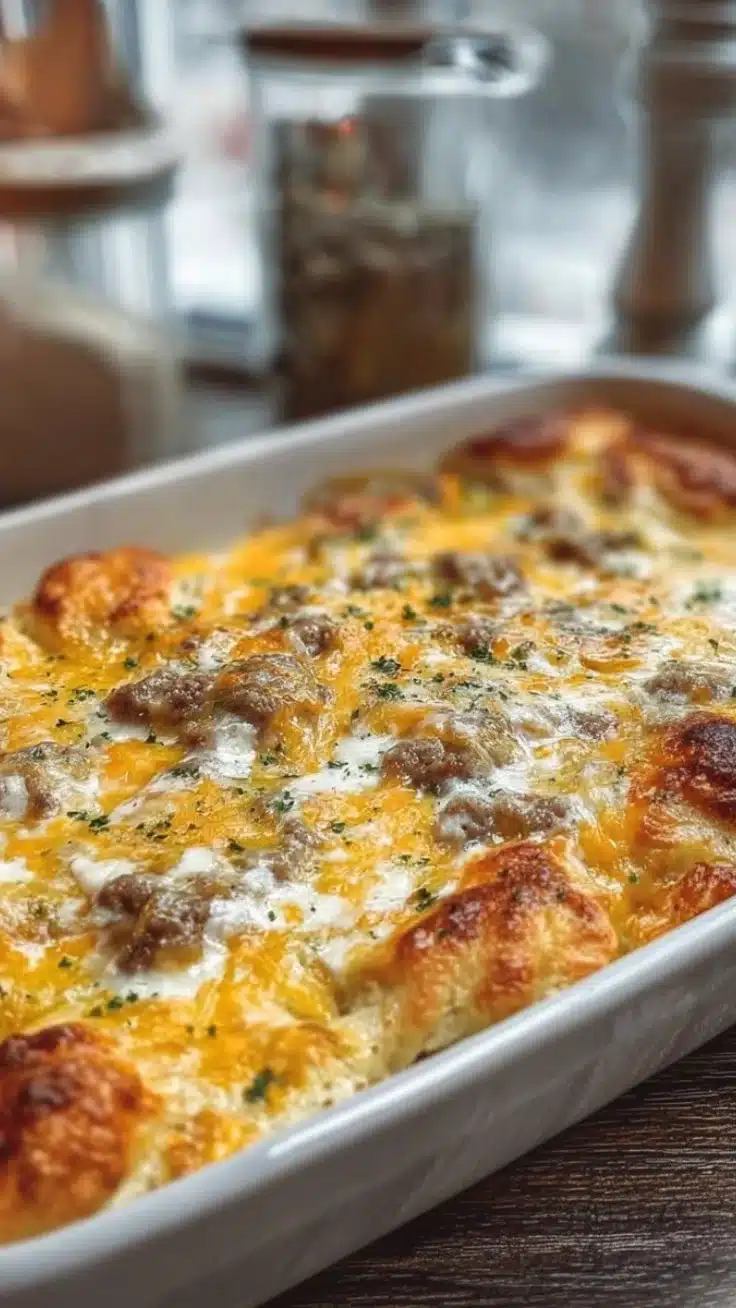 A variety of colorful breakfast bakes displayed on a table.