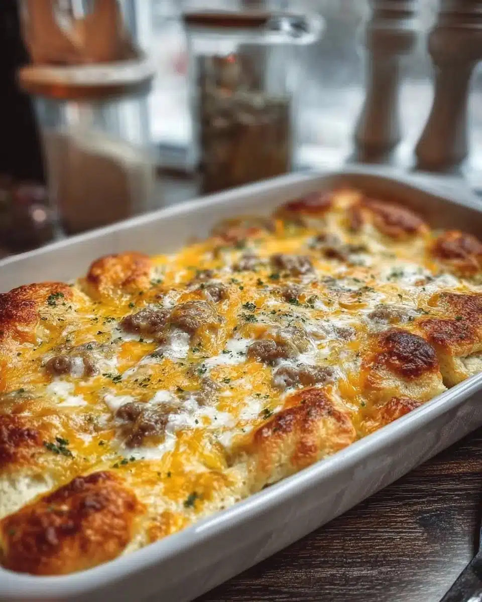 Cozy Breakfast Casserole with Fluffy Biscuits