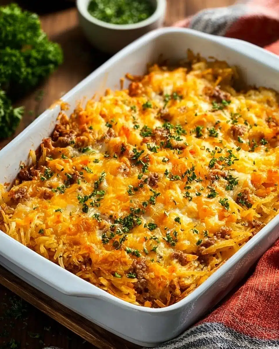 Cheesy Hamburger Hashbrown Casserole