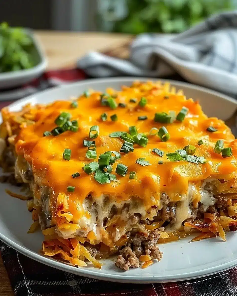 Cheesy Hamburger Hashbrown Casserole