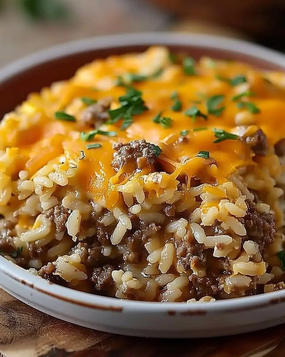 Cheesy Hamburger Rice Casserole