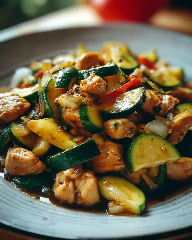 Healthy Chicken Zucchini Stir Fry with colorful vegetables