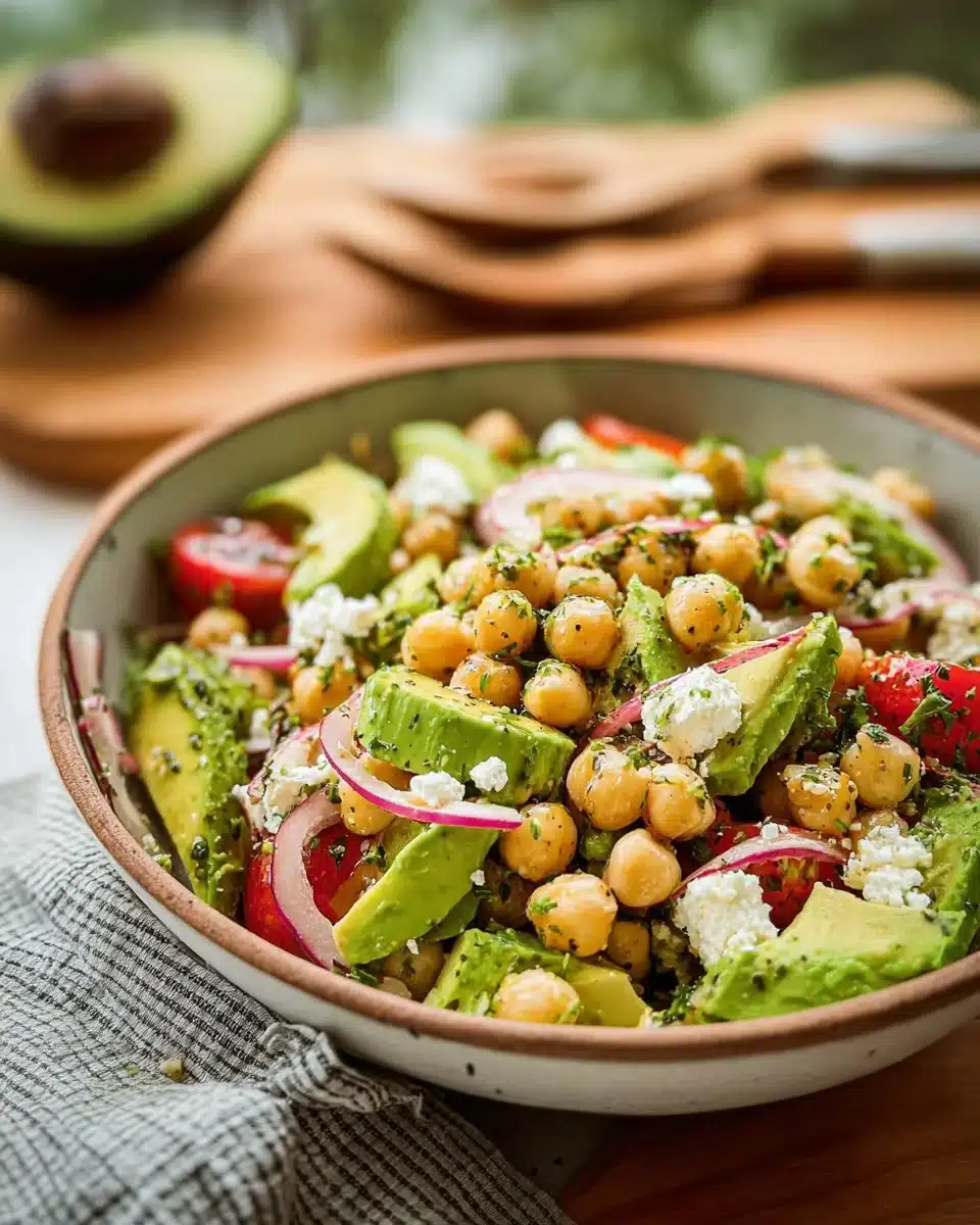 Chickpea Feta Avocado Salad