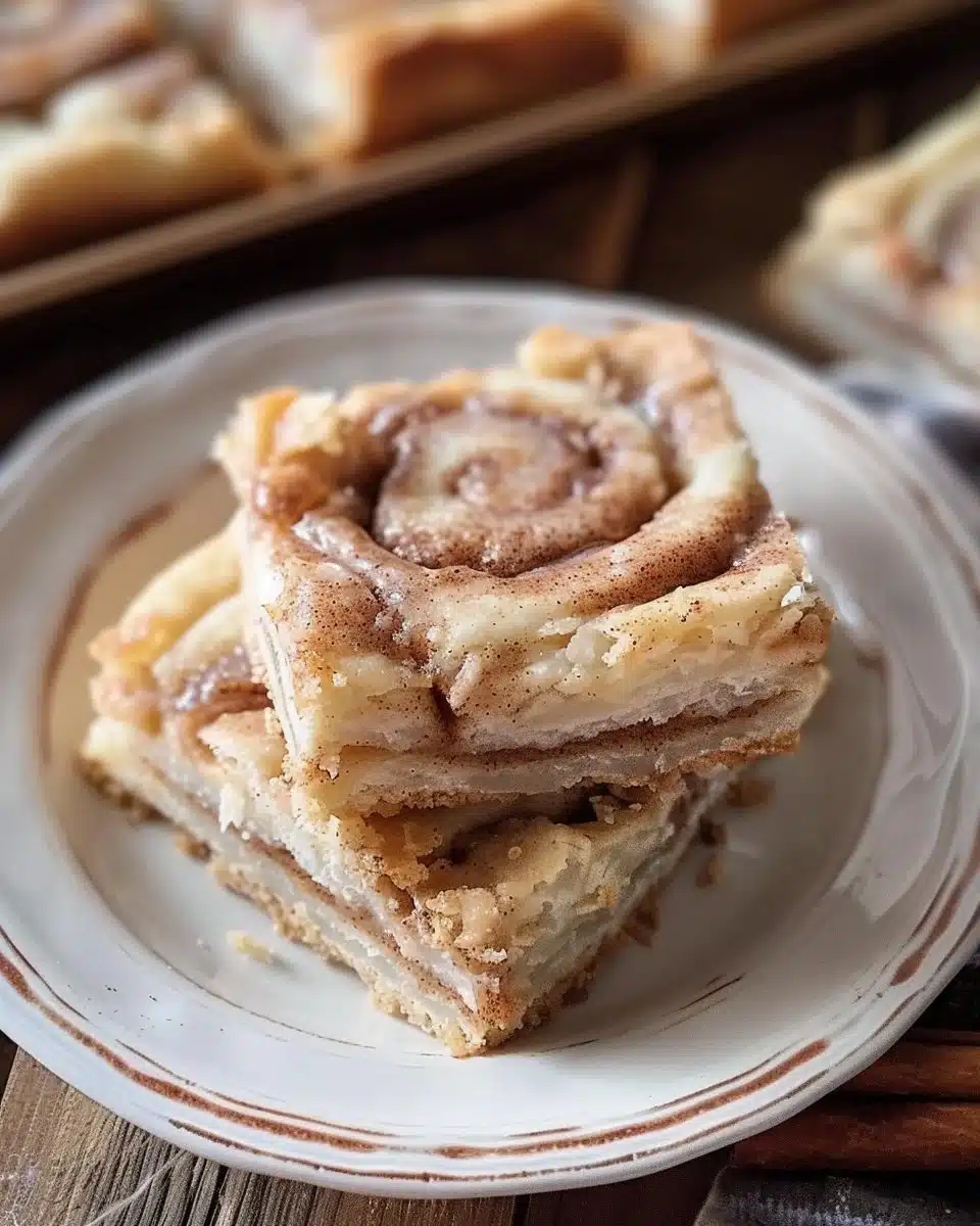 Delicious cinnamon roll bliss bars topped with creamy icing