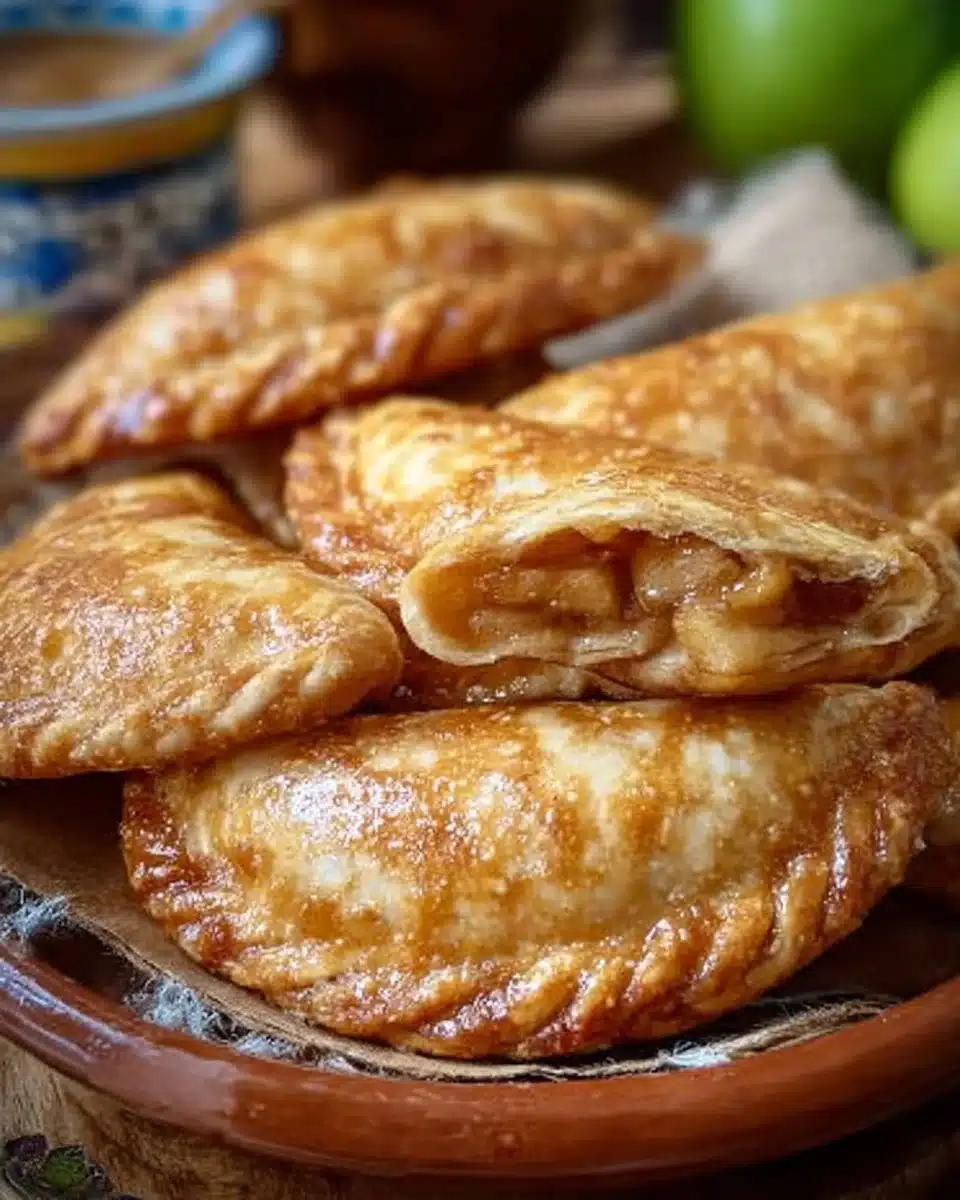 Cozy caramel apple empanadas in a warm, flaky pastry