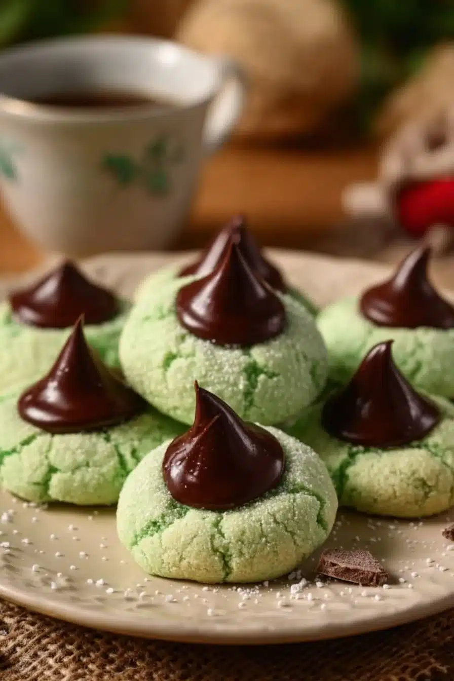 Cozy Mint Chocolate Kiss Cookies