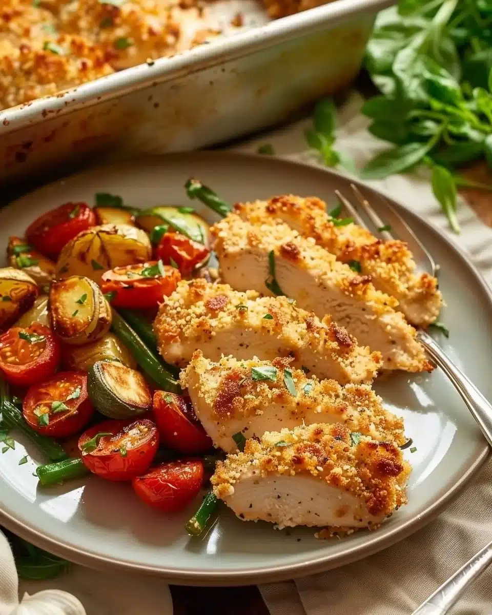 Parmesan Crusted Chicken Sheet Pan Dinner
