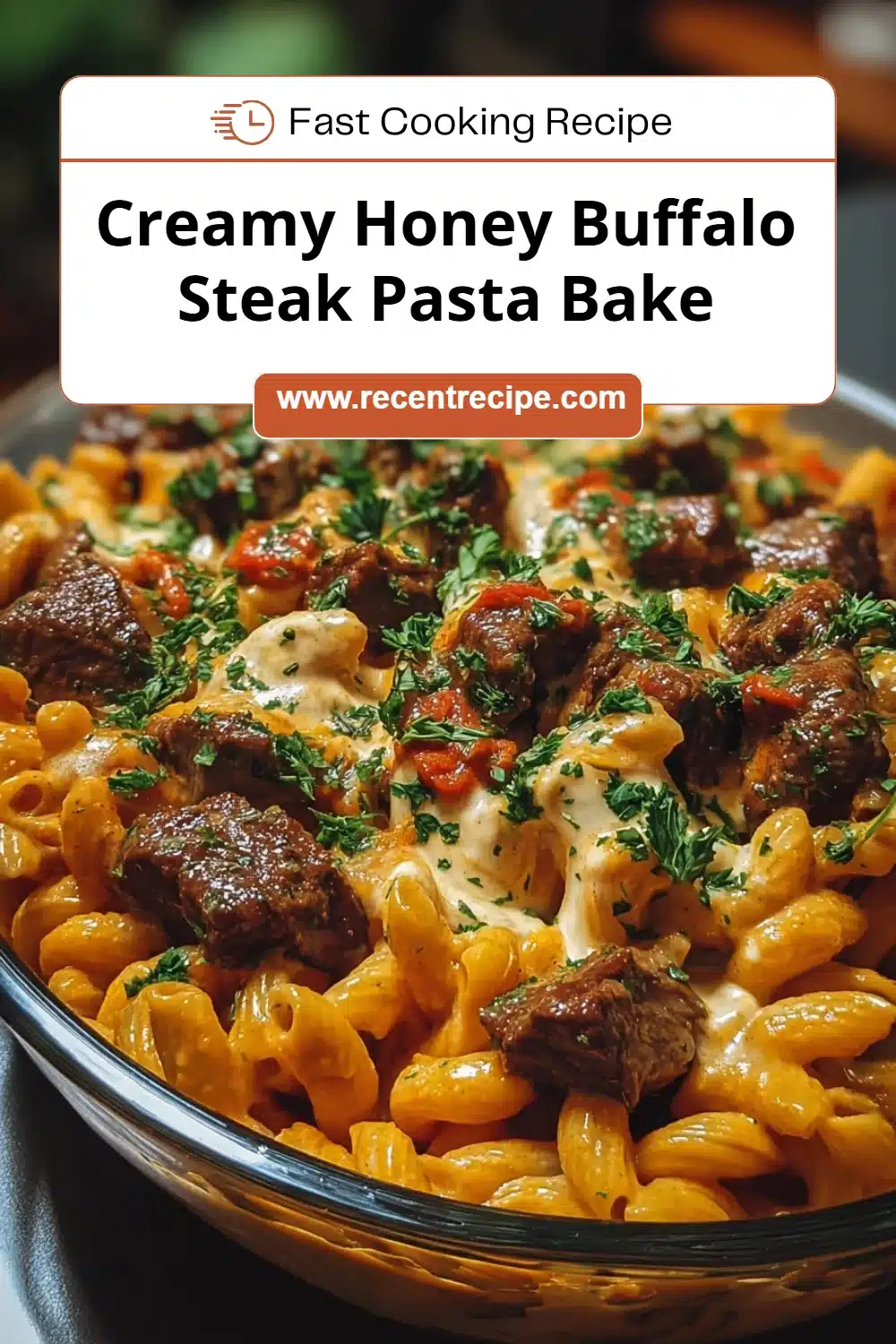 Creamy Honey Buffalo Steak Pasta Bake