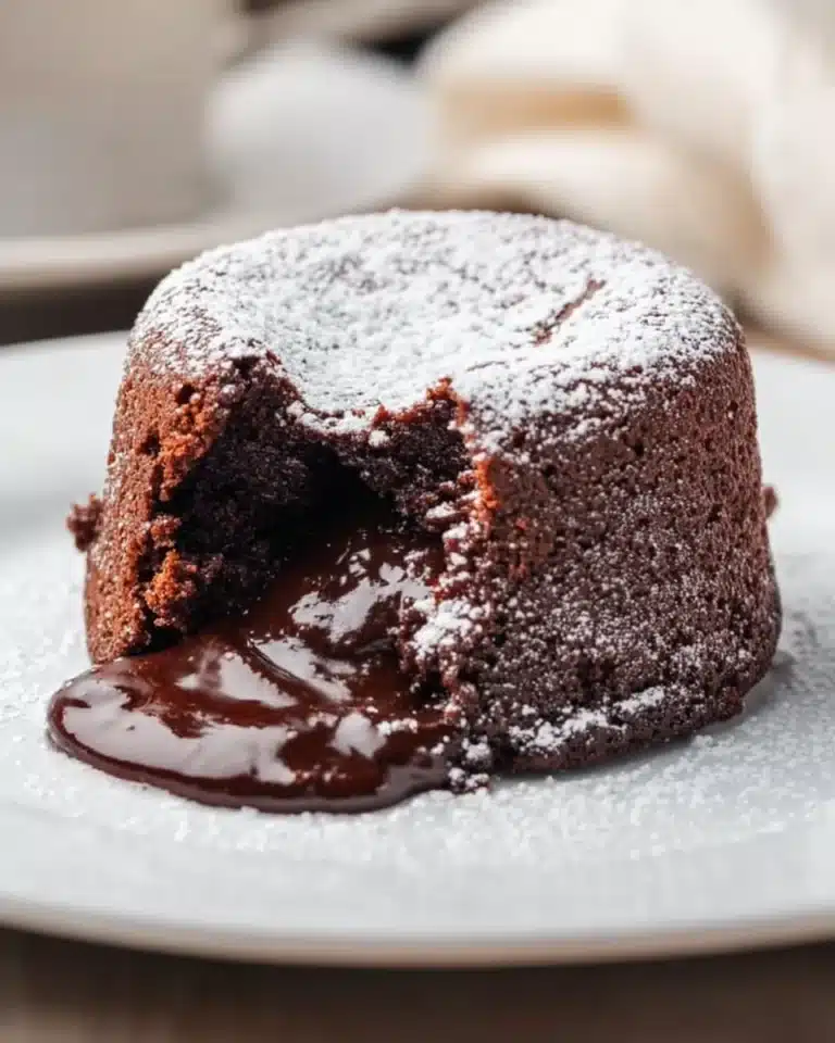 Delicious air fryer lava cake with gooey chocolate center