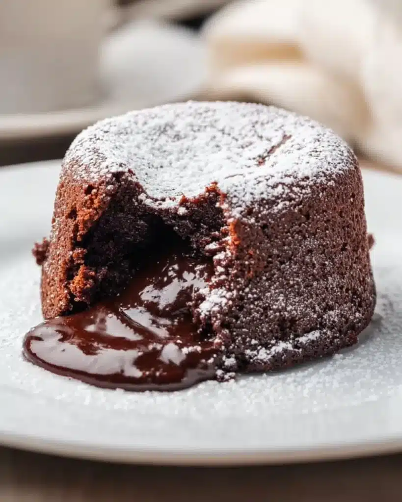 Delicious air fryer lava cake with gooey chocolate center