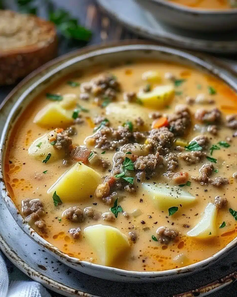 Cheesy Hamburger Potato Soup