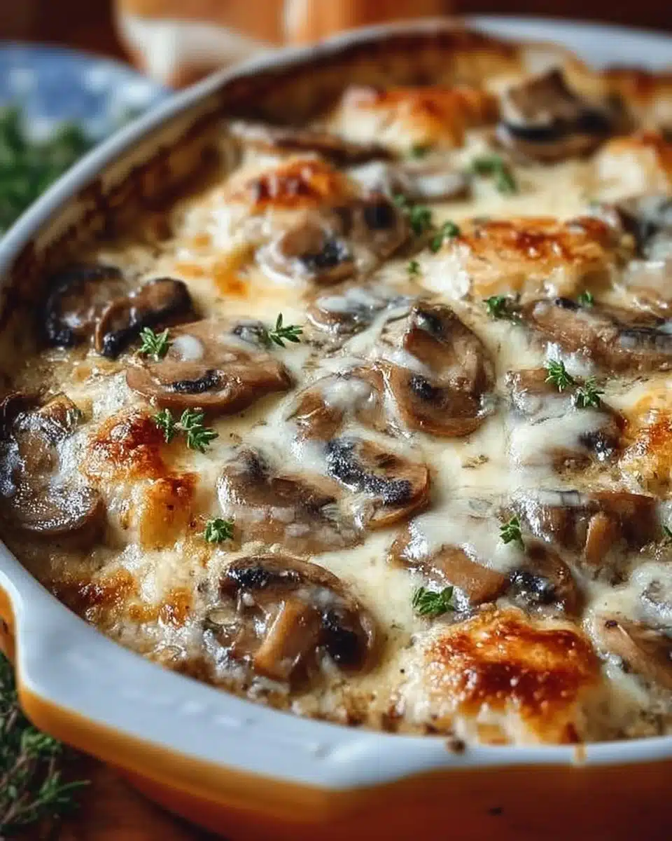 Easy Mushroom & Swiss Burger Casserole