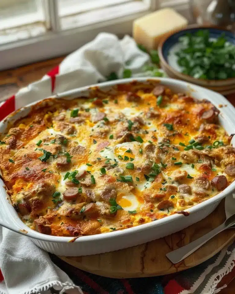 Easy Whole30 Breakfast Casserole with vegetables and herbs in a baking dish