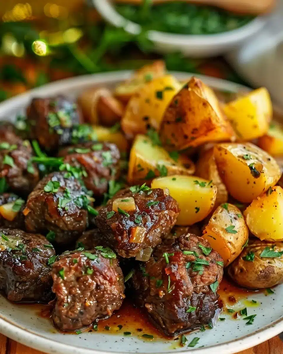 Garlic Butter Beef Bites with Potatoes