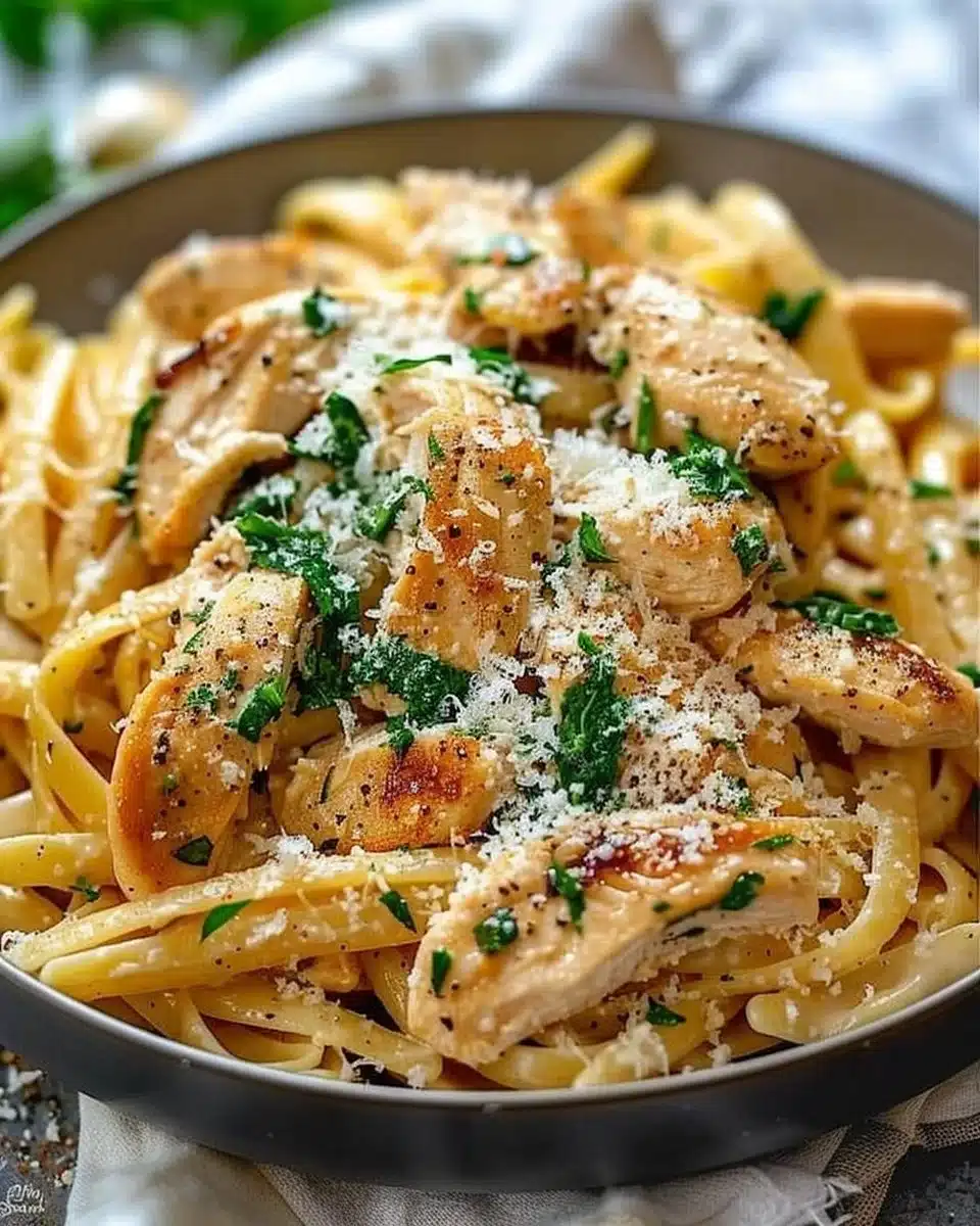 Healthy Garlic Parmesan Chicken Pasta