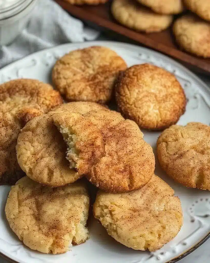 Delicious Keto Snickerdoodle Cookies stacked on a plate