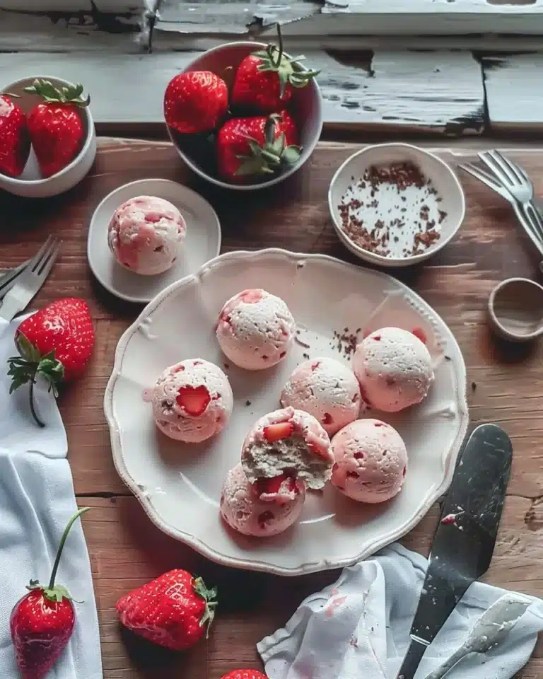 Keto Strawberry Cheesecake Fat Bombs ready to enjoy - delicious and low-carb dessert.