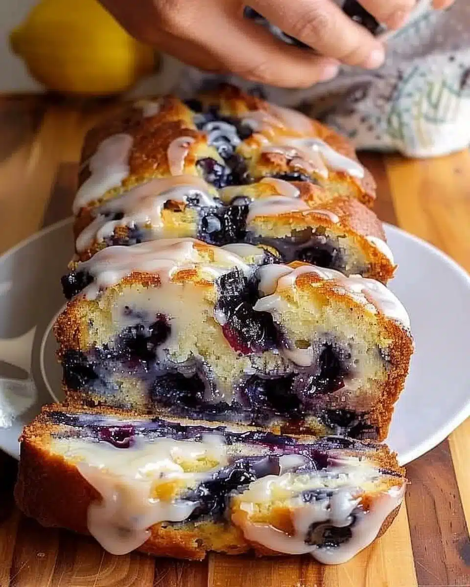 Easy Lemon Blueberry Bread with Lemon Glaze