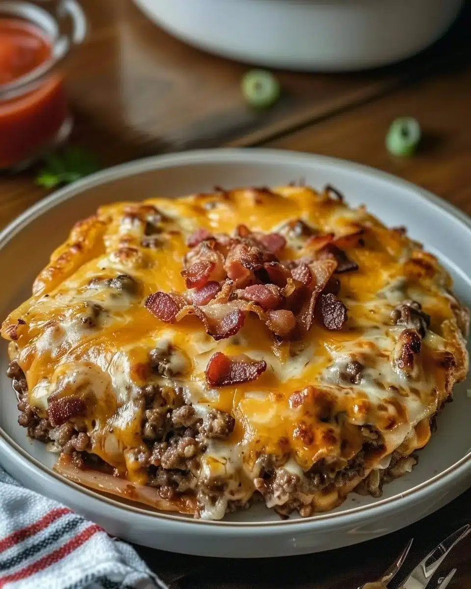 Low-Carb Bacon Cheeseburger Casserole