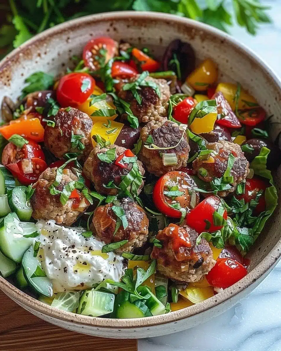 Mediterranean Beef Meatball Bowl