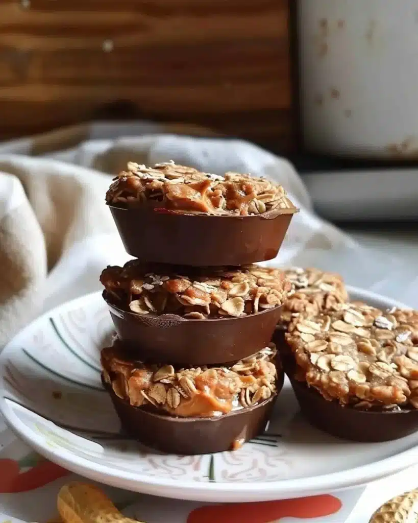 Delicious no-bake PB oat cups made with peanut butter and oats