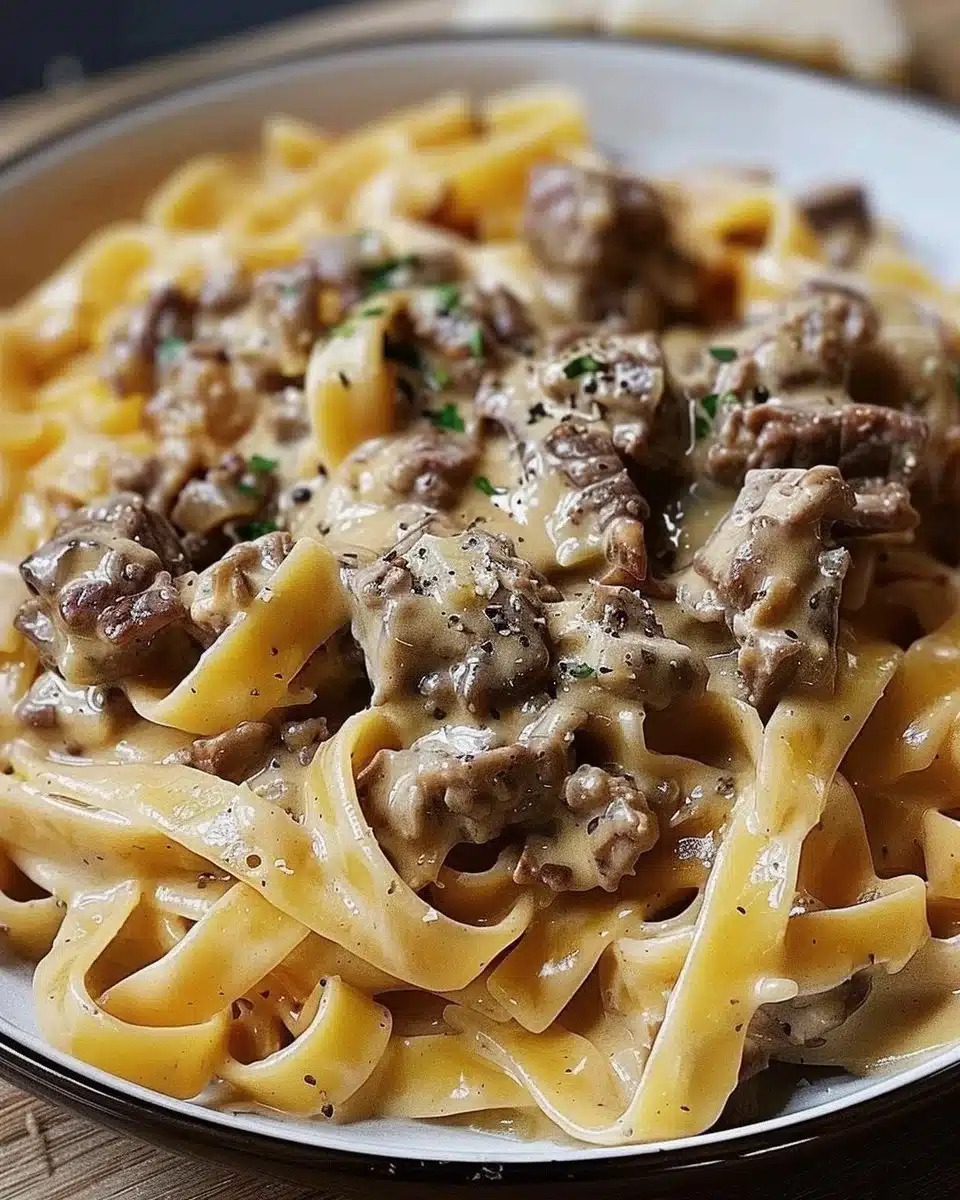 One-Pot Creamy Beef and Garlic Butter Pasta