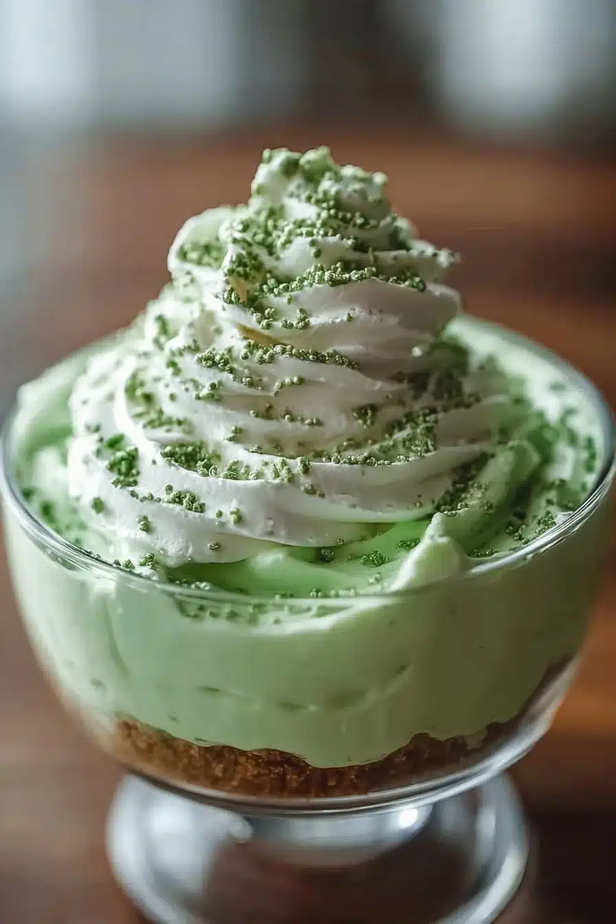 Shamrock Cheesecake Fluff dessert for St. Patrick's Day