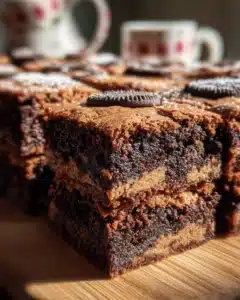 Decadent slutty brownies with layers of cookie dough and chocolate brownie