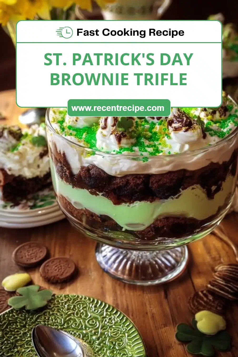 St. Patrick's Day Brownie Trifle