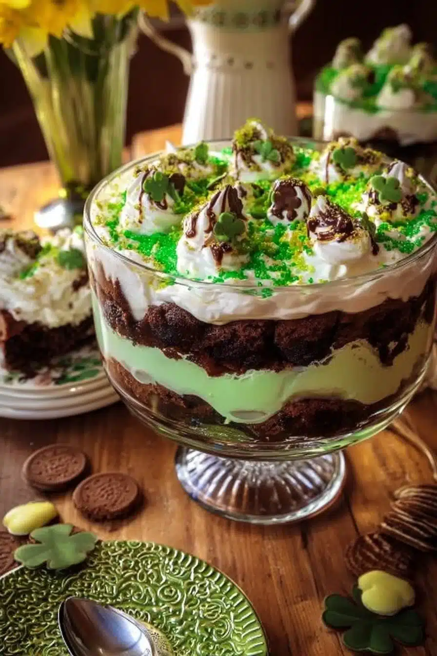 St. Patrick's Day Brownie Trifle