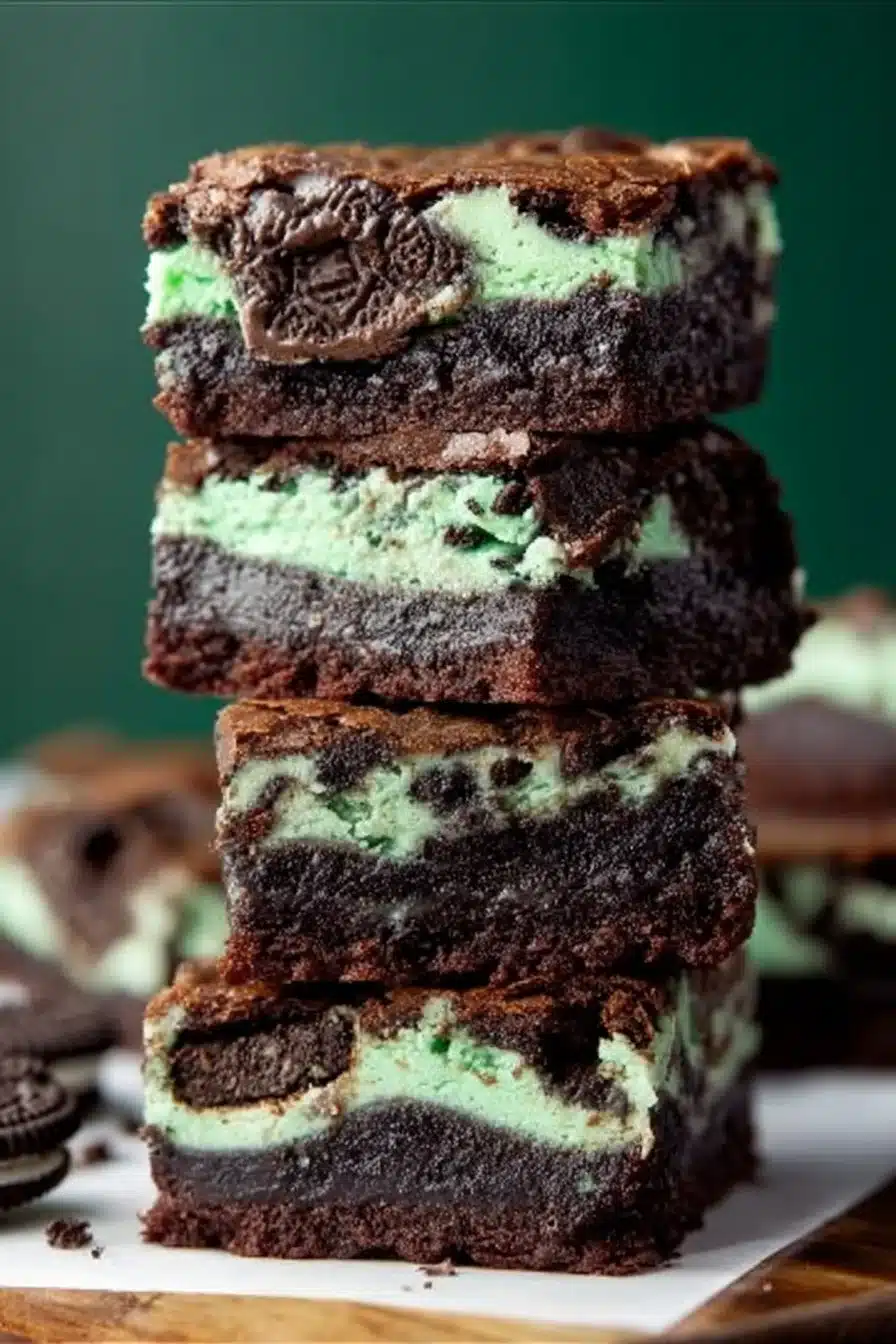Triple Layer Fudgy Mint Oreo Brownies