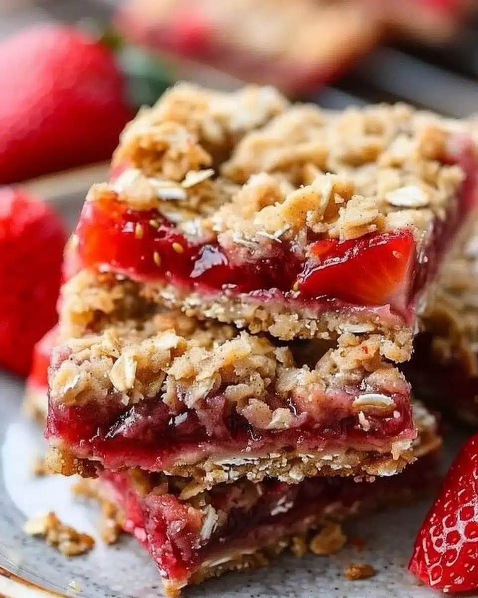Strawberry Oatmeal Crumble Bars