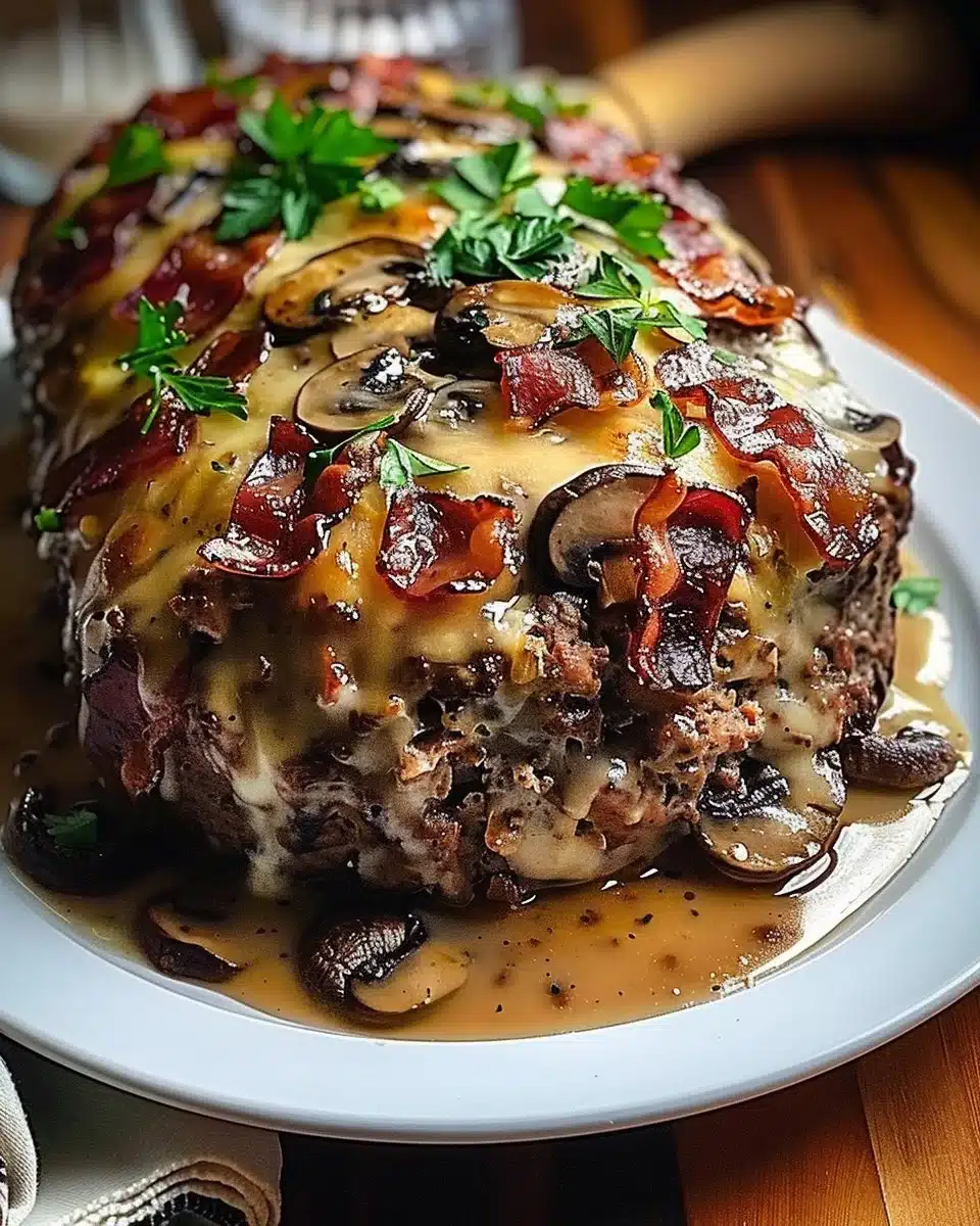 Swiss Bacon Mushroom Meatloaf