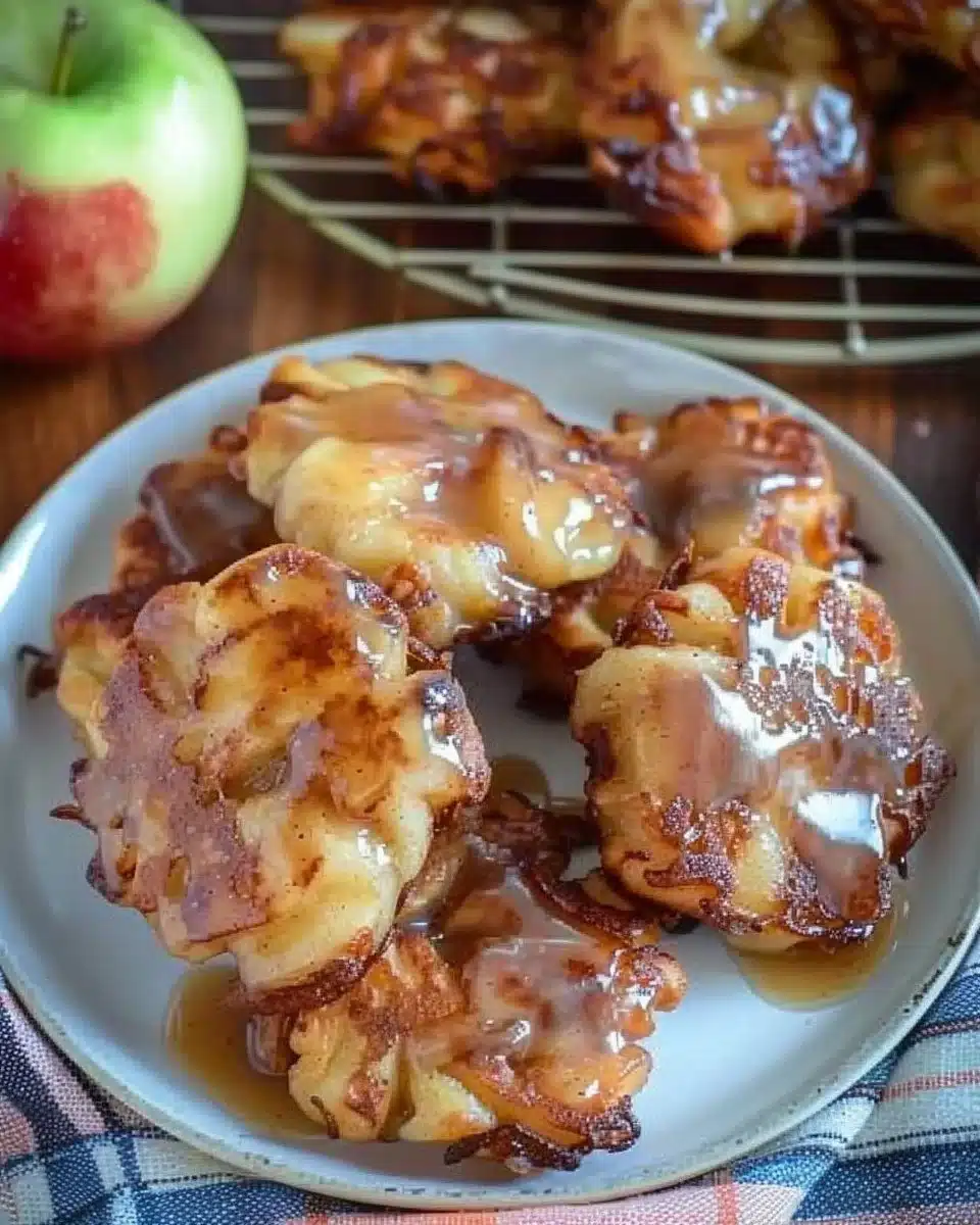 Air Fryer Apple Fritters with Brown Butter Glaze