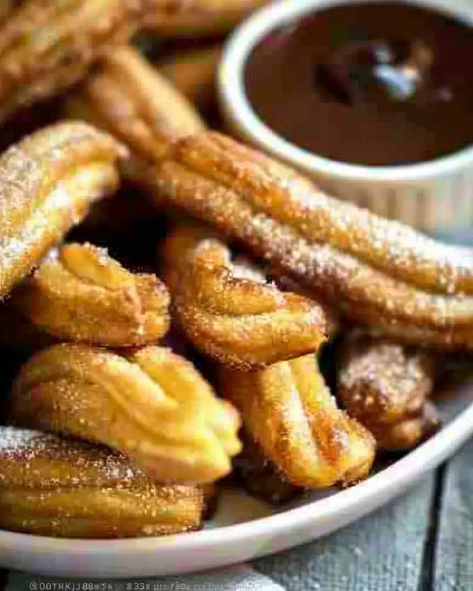 Baked Churros + Chocolate Dip