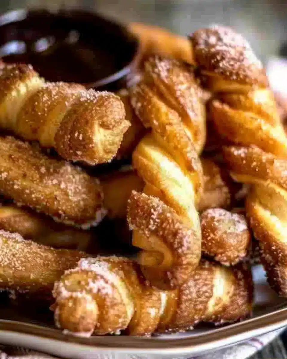 Baked Churros with Mexican Chocolate Dipping Sauce