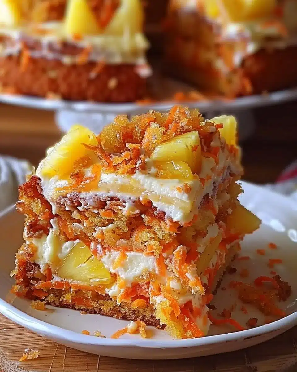 Delicious homemade Carrot Pineapple Cake with cream cheese frosting