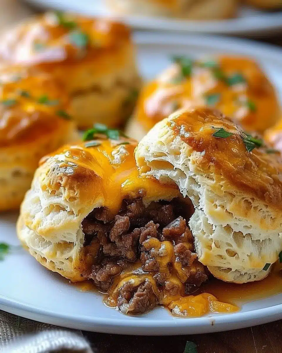 Cheesy Beef Biscuit Bombs