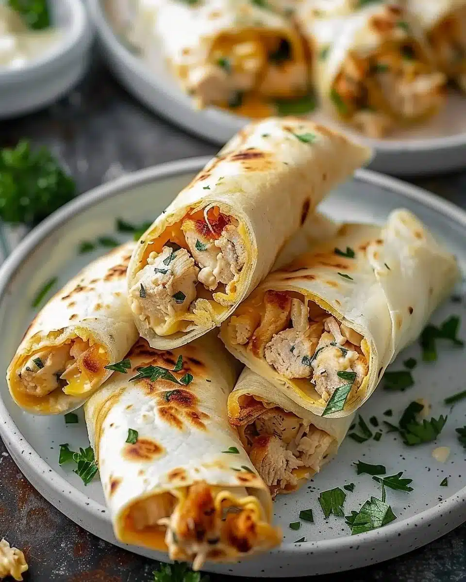 Cheesy Garlic Chicken Wraps