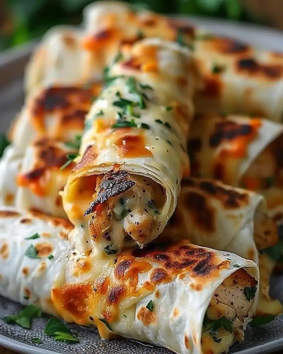 Low Carb Cheesy Garlic Chicken Wraps