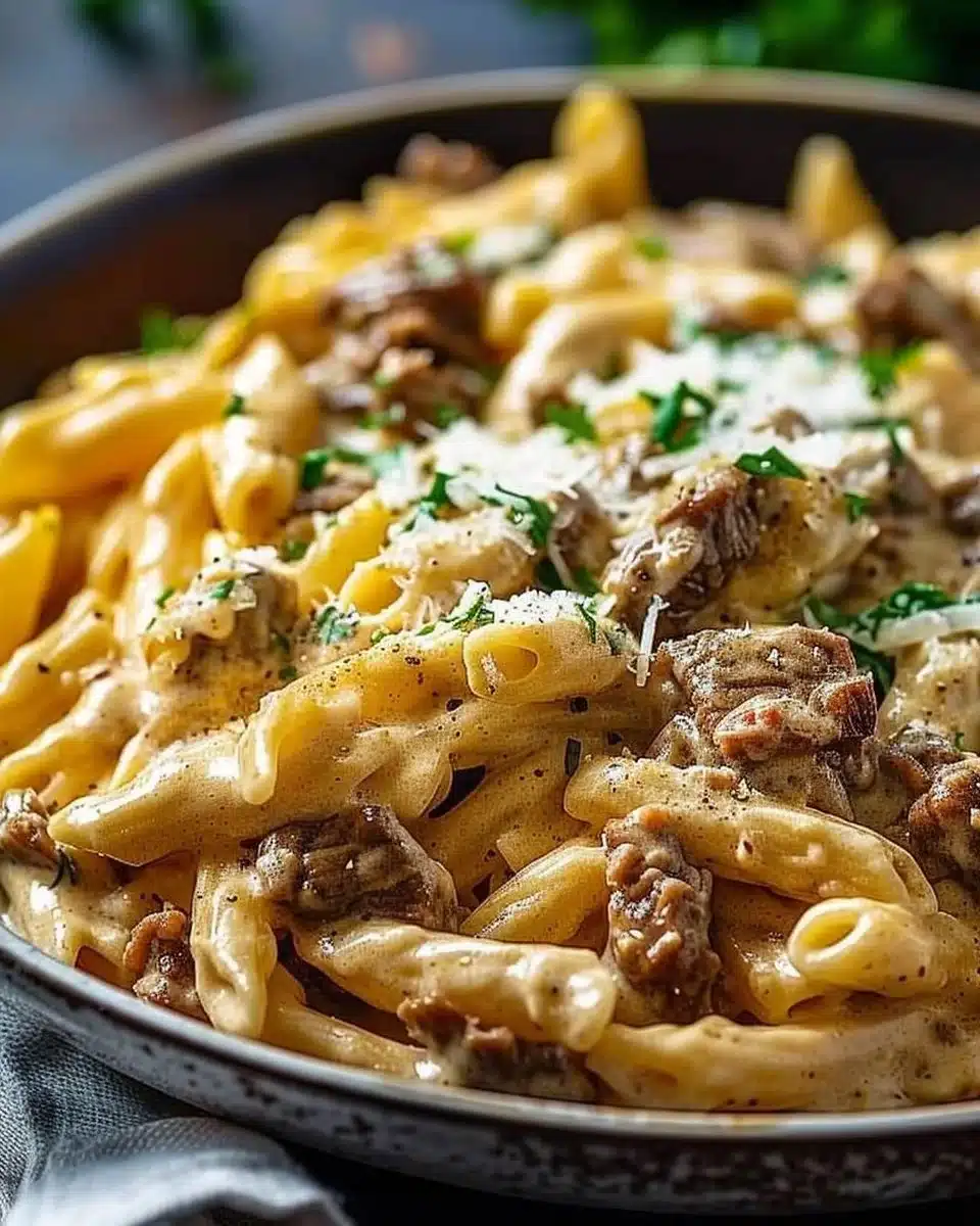 Creamy High Protein Beef Pasta