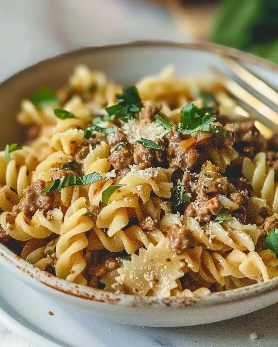 Comforting Crockpot Ground Beef Pasta